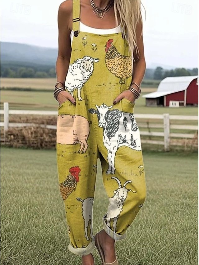 Vacation Loose Fit Graphic Sleeveless Button Short Romper - Image 2