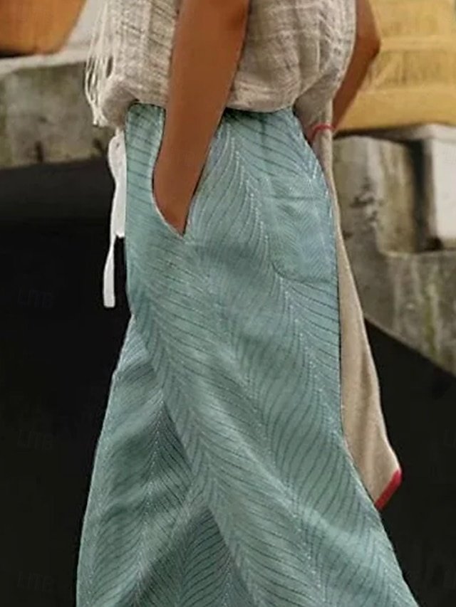 Vacation Loose Graphic Leaf High Waist Full Length Pants - Image 2