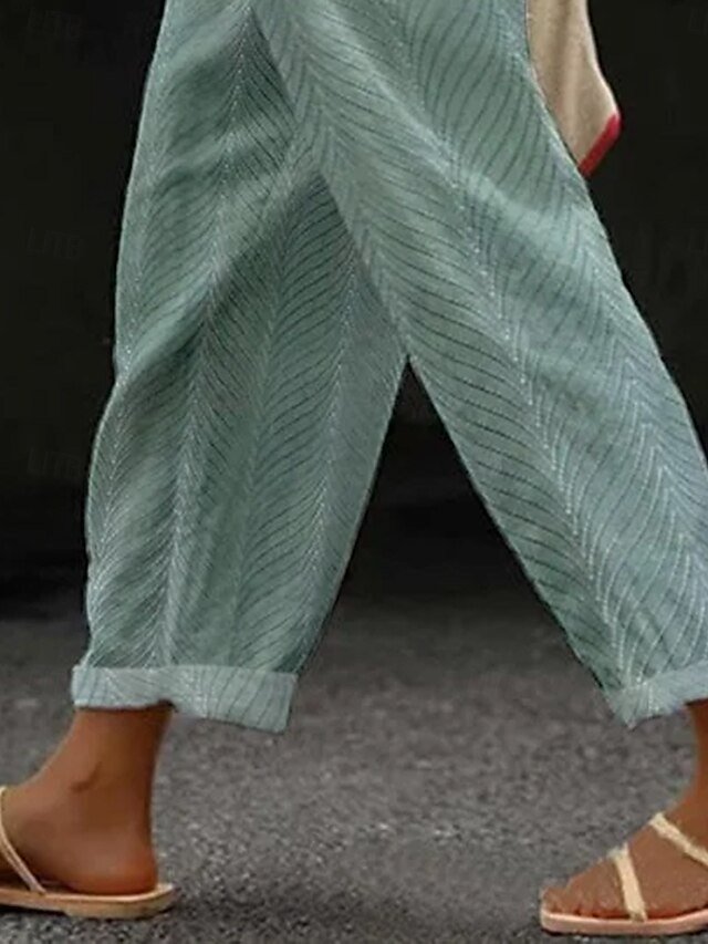 Vacation Loose Graphic Leaf High Waist Full Length Pants - Image 3