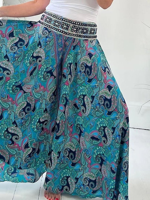 Vacation Regular Fit Paisley High Waist Full Length Chinos - Image 1