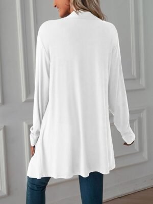 Vacation Regular Fit Solid Open Front Long Sleeve Cardigan - Image 13