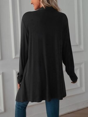 Vacation Regular Fit Solid Open Front Long Sleeve Cardigan - Image 16