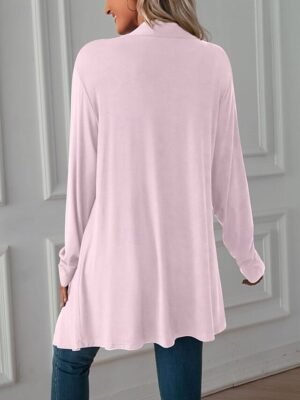 Vacation Regular Fit Solid Open Front Long Sleeve Cardigan - Image 20