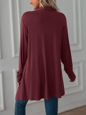 Vacation Regular Fit Solid Open Front Long Sleeve Cardigan - Image 9