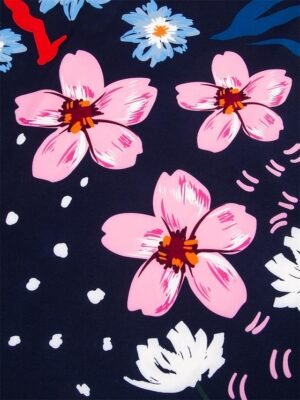 Vacation Shift Floral V Neck Short Sleeve Midi Dress - Image 11