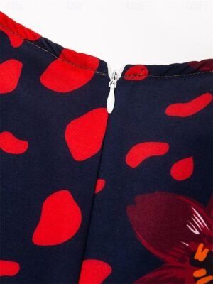 Vacation Shift Floral V Neck Short Sleeve Midi Dress - Image 9