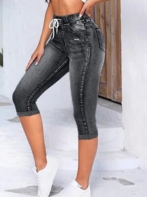 Vacation Slim Fit 3D Print High Waist Capri Leggings - Image 1