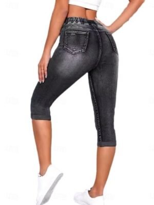 Vacation Slim Fit 3D Print High Waist Capri Leggings - Image 2