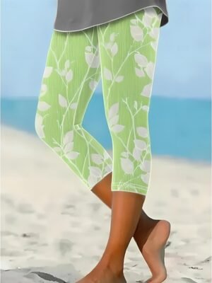 Vacation Slim Fit 3D Print High Waist Calf-Length Leggings - Image 4