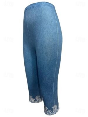 Vacation Slim Fit 3D Print High Waist Calf-Length Leggings - Image 6