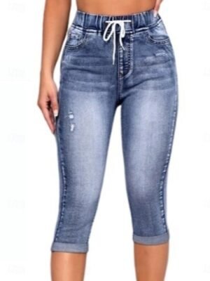 Vacation Slim Fit 3D Print High Waist Capri Leggings - Image 7