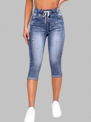 Vacation Slim Fit 3D Print High Waist Capri Leggings - Image 8