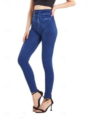Vacation Slim Fit Plain High Waist Full Length Jeggings - Image 19