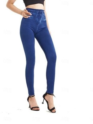 Vacation Slim Fit Plain High Waist Full Length Jeggings - Image 22