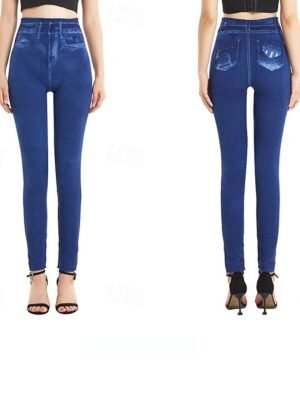 Vacation Slim Fit Plain High Waist Full Length Jeggings - Image 29