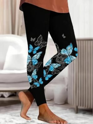 Vacation Slim Fit Vintage Ethnic High Waist Full Length Leggings - Image 4