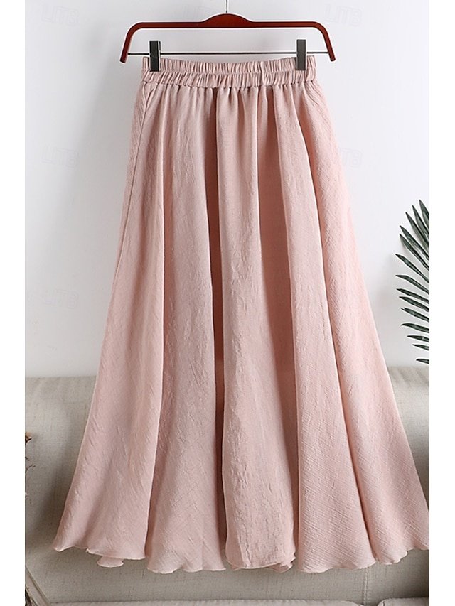 Vacation Swing Plain Ruched Mid Rise Maxi Skirt - Image 1