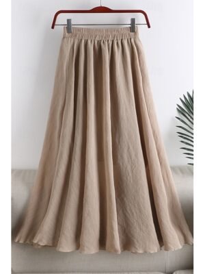 Vacation Swing Plain Ruched Mid Rise Maxi Skirt - Image 13