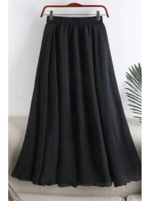 Vacation Swing Plain Ruched Mid Rise Maxi Skirt - Image 4