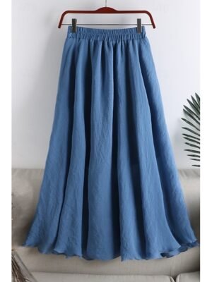 Vacation Swing Plain Ruched Mid Rise Maxi Skirt - Image 7