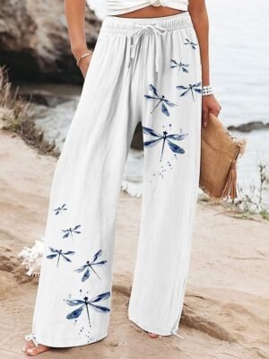 Vacation Wide Leg Floral High Waist Full Length Chinos - Image 2
