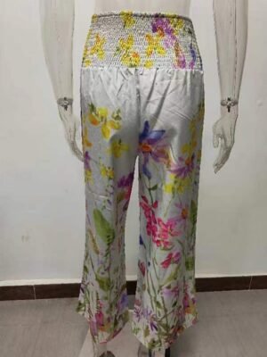 Vacation Wide Leg Floral High Waist Full Length Chinos - Image 5