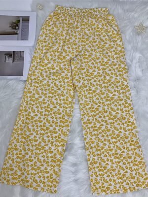 Vacation Wide Leg Floral Mid Waist Full Length Trousers - Image 13