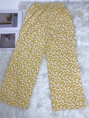 Vacation Wide Leg Floral Mid Waist Full Length Trousers - Image 14