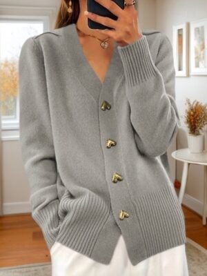 Valentine V Neck Long Sleeve Knit Cardigan - Image 10