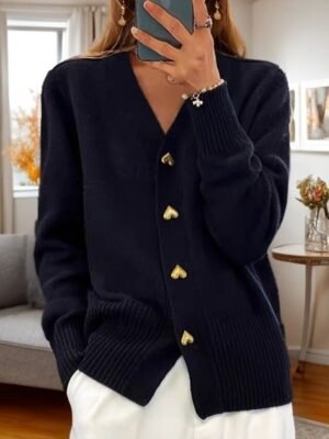 Valentine V Neck Long Sleeve Knit Cardigan - Image 14