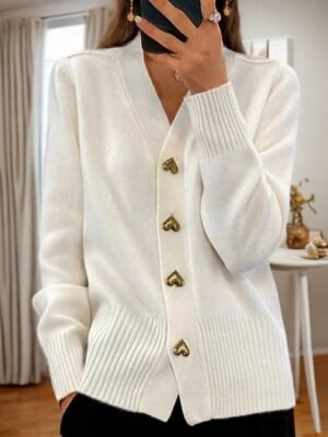 Valentine V Neck Long Sleeve Knit Cardigan - Image 3