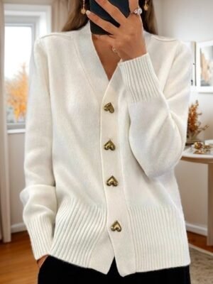 Valentine V Neck Long Sleeve Knit Cardigan - Image 4