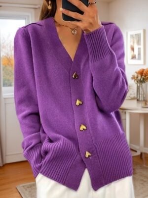 Valentine V Neck Long Sleeve Knit Cardigan - Image 6