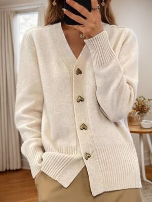 Valentine V Neck Long Sleeve Knit Cardigan - Image 7