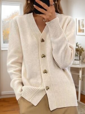 Valentine V Neck Long Sleeve Knit Cardigan - Image 8