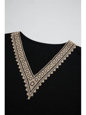 Versatile Comfortable Solid V-Neck Short Sleeve Knee-Length Dress - Image 5