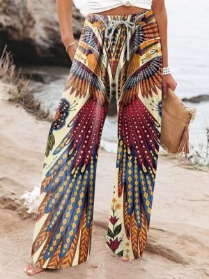 Vintage Baggy Floral High Waist Full Length Chinos - Image 1