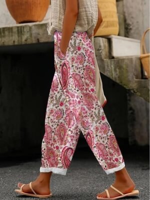 Vintage Baggy Floral High Waist Full Length Pants - Image 1