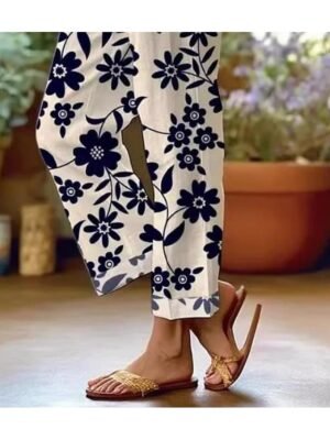 Vintage Baggy Floral High Waist Full Length Chinos - Image 12