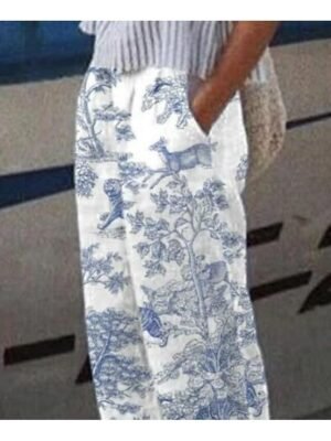 Vintage Baggy Floral High Waist Full Length Thermal Pants - Image 2