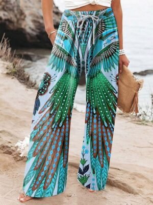 Vintage Baggy Floral High Waist Full Length Chinos - Image 3