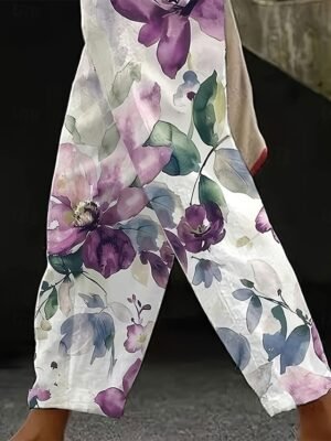 Vintage Baggy Floral High Waist Full Length Chinos - Image 3