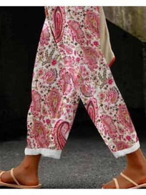 Vintage Baggy Floral High Waist Full Length Pants - Image 3