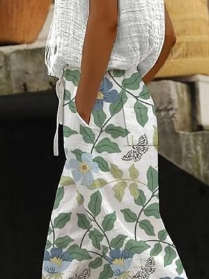 Vintage Baggy Floral High Waist Full Length Chinos - Image 5