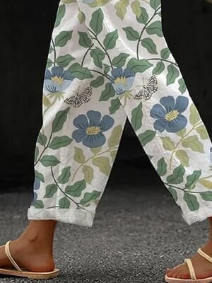 Vintage Baggy Floral High Waist Full Length Chinos - Image 6