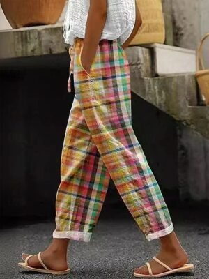 Vintage Baggy Geometric High Waist Full Length Chinos - Image 1
