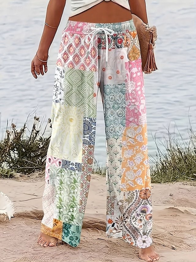 Vintage Baggy Geometric High Waist Full Length Chinos - Image 1