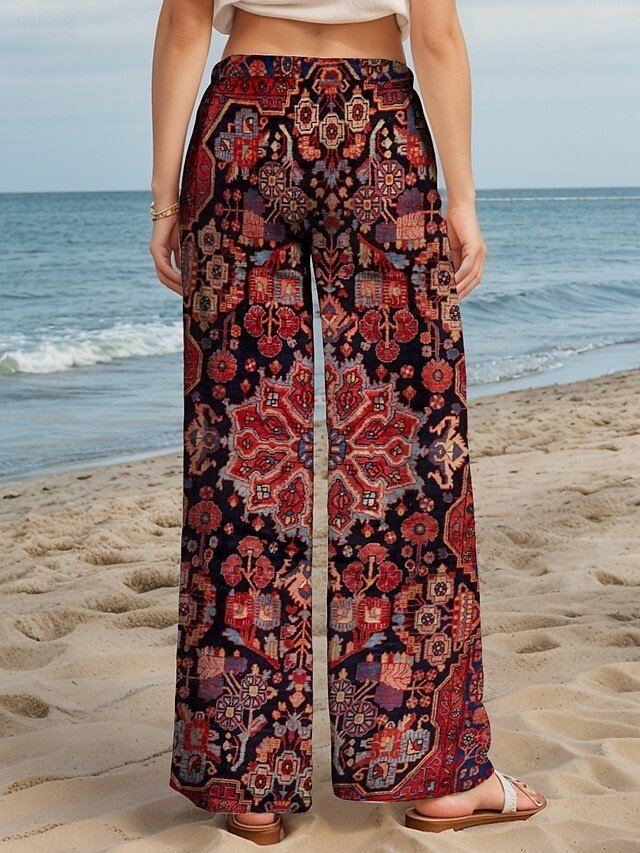 Vintage Baggy Geometric High Waist Full Length Chinos - Image 2