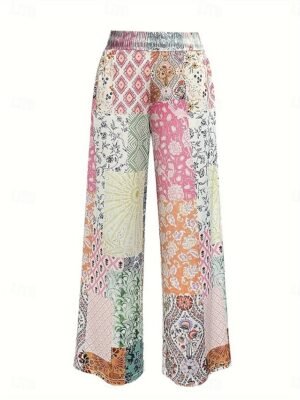 Vintage Baggy Geometric High Waist Full Length Chinos - Image 2