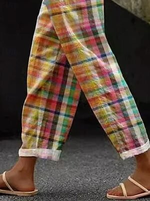 Vintage Baggy Geometric High Waist Full Length Chinos - Image 3